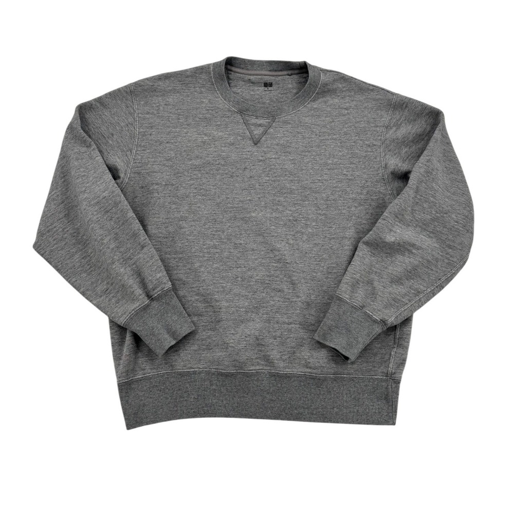 Uniqlo Sweatshirt Mens XL Gray Good V-Stitch Crewneck Heathered Cotton